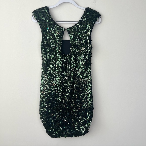 Vintage B. Darlin Green Sequin Sparkle Party Mini Dress - Picture 5 of 6